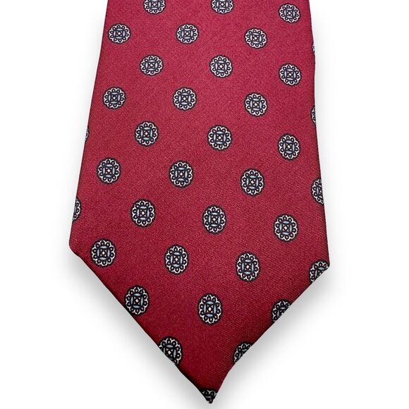 Haberdashery Mens Vintage Silk Dress Tie Made in Austin, TX Medallion 56" 3.25" - Picture 5 of 9